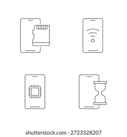 Smartphone SD-Karte WiFi-Chip und Sanduhr-Symbole