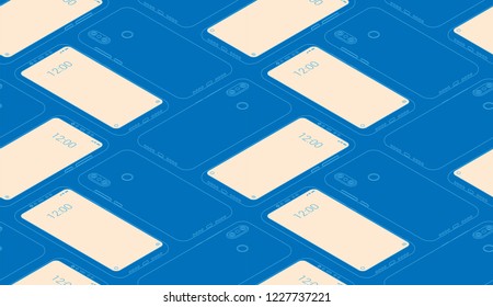 Smartphone seamless flat isometric pattern for background