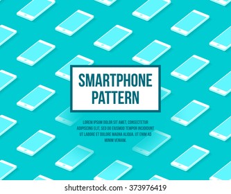 Smartphone seamless flat pattern for background with 3d effect. Material design