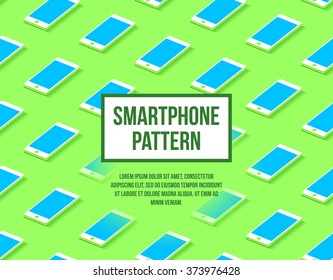 Smartphone seamless flat pattern for background with 3d effect. Material design. That's future! 