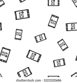 Smartphone seamless pattern background icon. Business flat vector illustration. Phone sign symbol pattern.