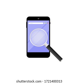 Smartphone search engine interface. Mobile app page black design layout. Web browser screen icon flat on an isolated background. EPS 10 vector.