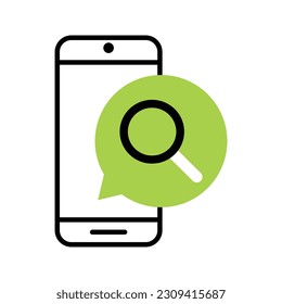 smartphone Search finds flat icon vector illustration