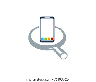Smartphone Search Icon Logo Design Element