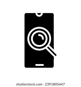 smartphone search magnifying glass glyph icon vector. smartphone search magnifying glass sign. isolated symbol illustration