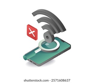 Smartphone searching for lost wifi network signal