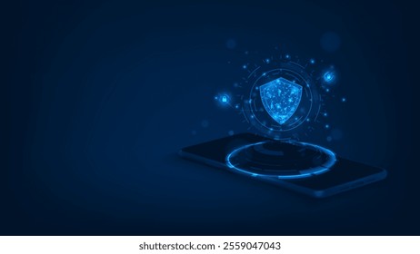 Smartphone security concept. Hi tech technology background