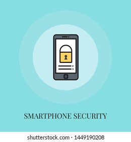 Smartphone security concept icon. Smartphone. Flat line icon vector. 