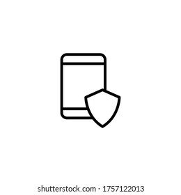 Smartphone Security Icon in black line style icon, style isolated on white background
