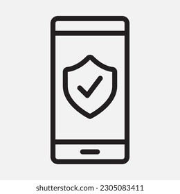 Smartphone security icon in line style, use for website mobile app presentation
