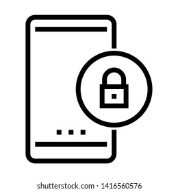 Smartphone security icon. Simple design. Line vector. Isolate on white background.