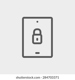 Smartphone security icon thin line for web and mobile, modern minimalistic flat design. Vector dark grey icon on light grey background.