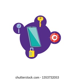 smartphone with security icons
