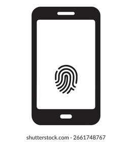 Ilustración de seguridad de teléfono inteligente con representación de escáner de huellas dactilares Autenticación biométrica digital Dispositivo móvil Solución de Tecnología de salvaguardia Concepto de seguridad móvil.