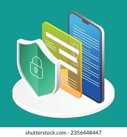 Smartphone security isometric 3d icon