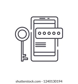 Smartphone security line icon concept. Smartphone security vector linear illustration, symbol, sign