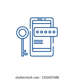 Smartphone security line icon concept. Smartphone security flat  vector symbol, sign, outline illustration.