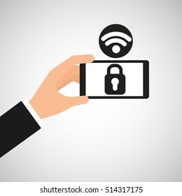 smartphone security lock internet wifi icon vector illustration eps 10