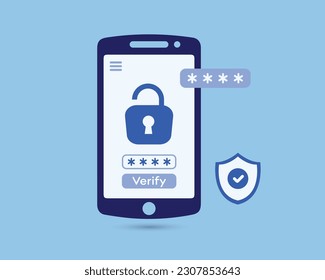 Smartphone and security password code verification on mobile phone and 2 step verification