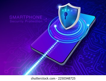 Smartphone security protection system Smartphone security concept cyber security Data protection, spam, antivirus and privacy encryption. Vector EPS file.