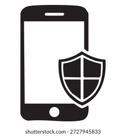 Smartphone with Security Shield Icon Keywords: smartphone, phone, mobile, security, shield, protection, icon, symbol, safety, privacy, data