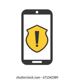 smartphone with security shield isolated icon