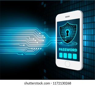 Smartphone with Security shield,  Mobile phone vector