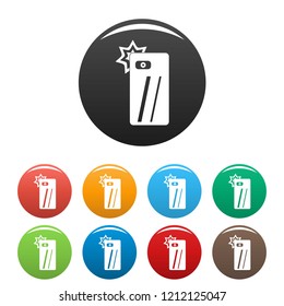 Smartphone selfie flash icons set 9 color vector isolated on white for any design