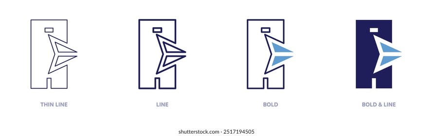 Smartphone send icon in 4 different styles. Thin Line, Line, Bold, and Bold Line. Duotone style. Editable stroke.