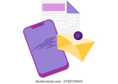 smartphone with send message, digital message illustration