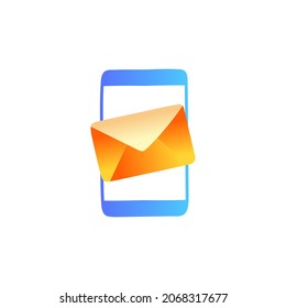 smartphone send message icon in gradient color style