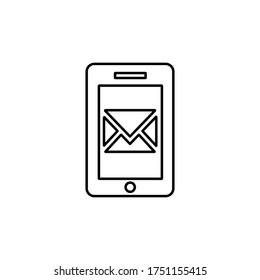 Smartphone sending message icon. Email, sms sign for web and mobile page design.