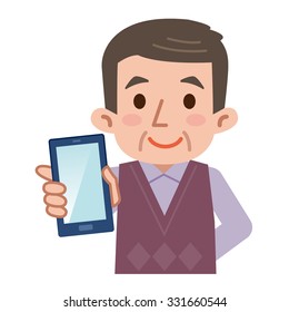 Smartphone and senior men