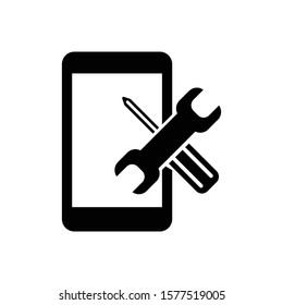 smartphone service icon flat style isolated on background. smartphone service icon sign symbol for web site and app design.