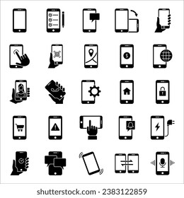 Smartphone services related line icon set. Mobile phone linear icons. Mobile technology outline