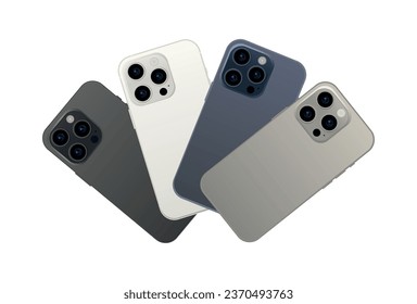 Smartphone, set of 4 pieces in new original colors - Vector illustration