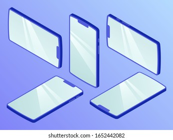 smartphone set collection with various view isometric style