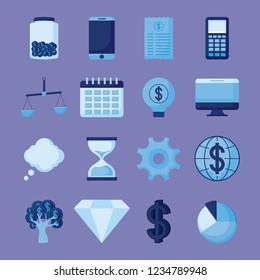 smartphone with set icons economy finance