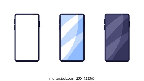 Smartphone set icons. Flat style. Vector icons.