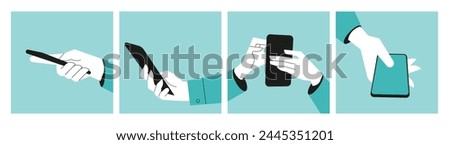 Smartphone. Set of vector illustrations of communication, mobile app, smartphone services. Creative concepts for web banner, social media banner, business presentation, marketing material.