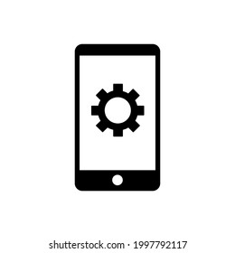 smartphone setting. cogwheel in smartphone icon