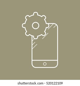 Smartphone settings. Contour vector icons. Gold Background