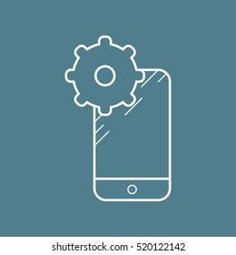 Smartphone settings. Contour vector icons. Blue Grey Background
