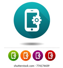Smartphone Settings icons. Phone signs. Support symbol. Vector Circle web buttons.