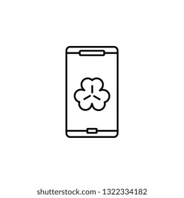 Smartphone, shamrock icon. Simple thin line, outline vector of Saint Patrick's Day icons for UI and UX, website or mobile application