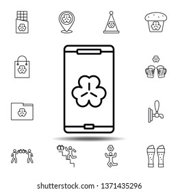 Smartphone, shamrock icon. Simple thin line, outline vector element of Saint Patricks Day icons set for UI and UX, website or mobile application