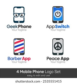 Smartphone Shape Logo Template Set. Good for Business, Agency, Community and Organization