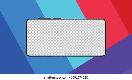 Smartphone The shape of a modern mobile phone Designed to have a thin edge. Mock-up smart phone empty screen front view on white background. 