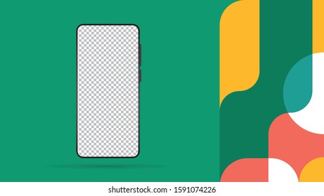 Smartphone The shape of a modern mobile phone Designed to have a thin edge. Mock-up smart phone empty screen front view on white background. 
