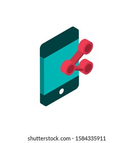 Smartphone Share Advertising Commerce Marketing Icon Isometric Vector Illustration